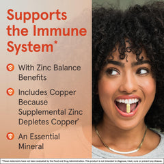 Jarrow Zinc Balance vegan icon emphasizes plant-based formulation.