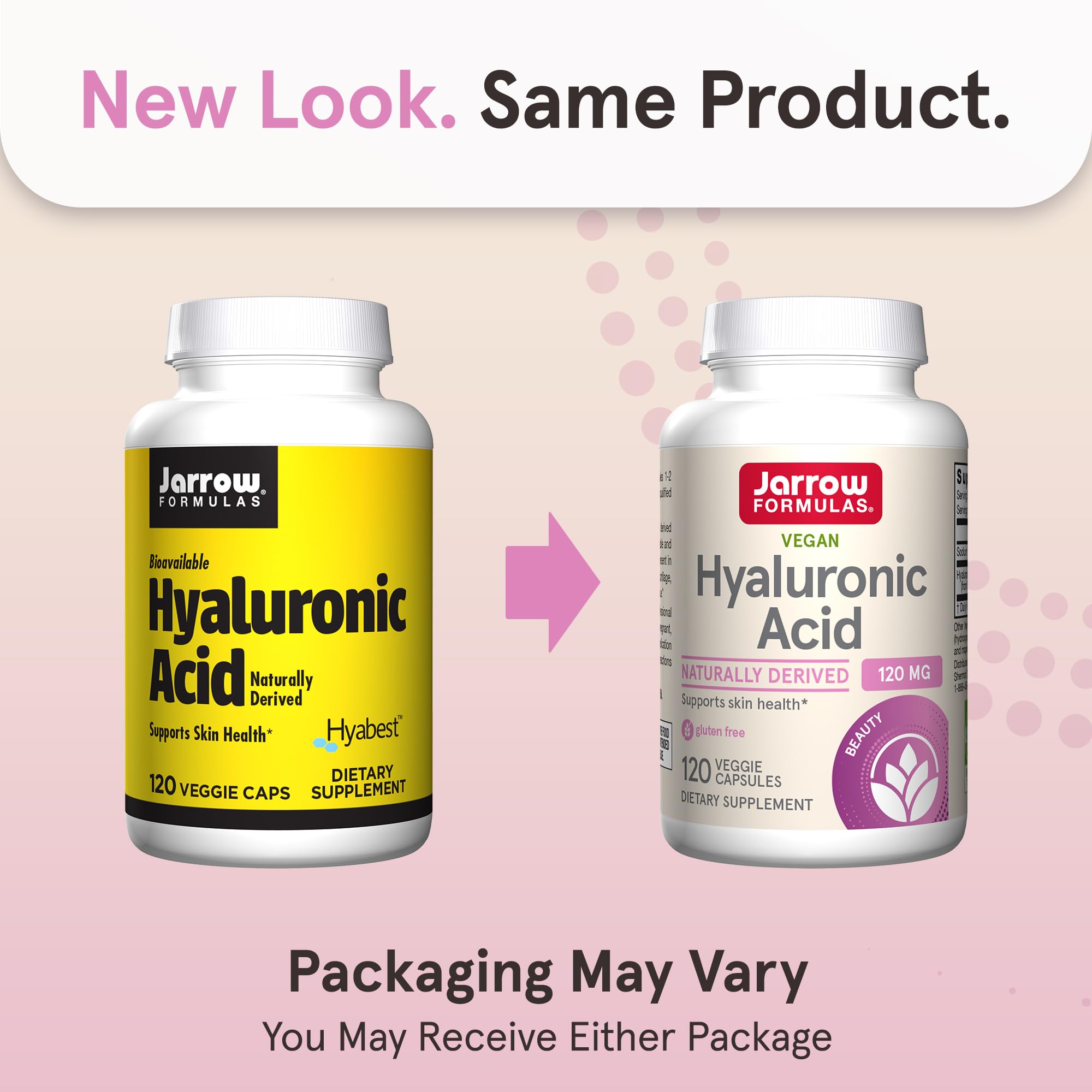 Close-up of Jarrow Hyaluronic Acid capsules for easy daily use and moisture balance.