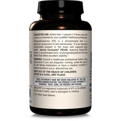 Close-up of 100 mg per capsule text on PS100 label.