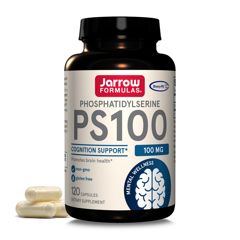 Jarrow Formulas PS100 capsules front view for daily cognitive support.
