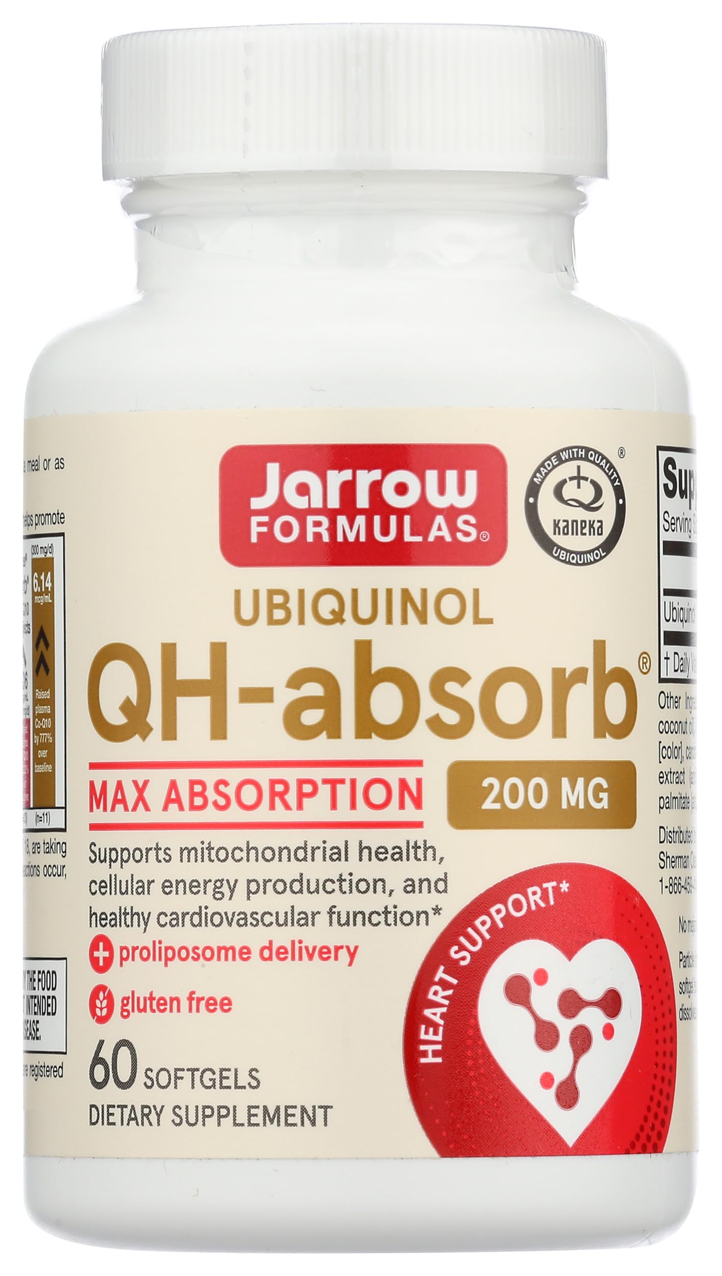 Jarrow QH-absorb 200 mg softgels bottle highlights high absorption for daily energy support