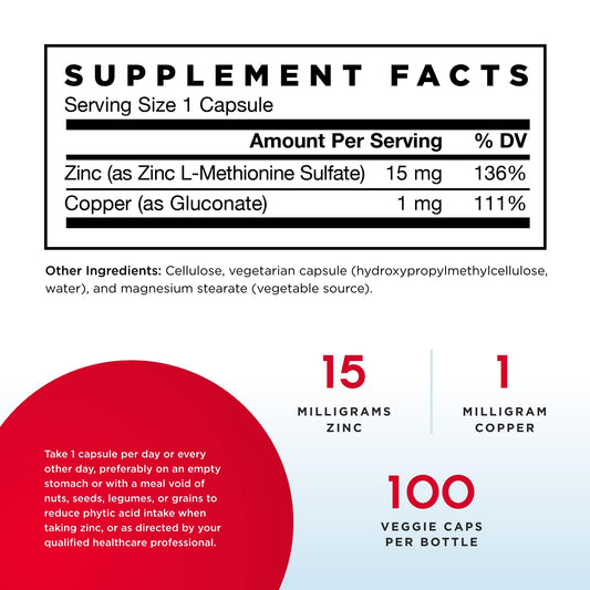 Jarrow Zinc Balance 15 mg capsules close-up highlighting veggie caps for daily use