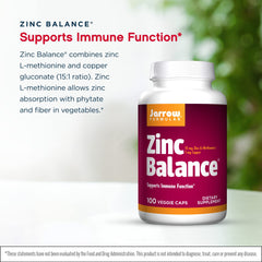 Jarrow Zinc Balance 15 mg label image notes copper inclusion in the formula