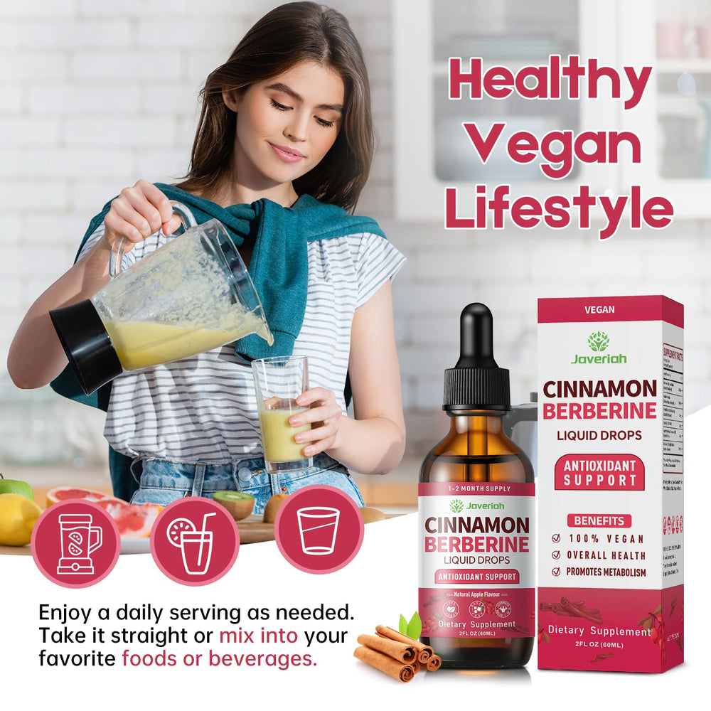 Javeriah Berberine Drops label closeup showcases vegan formula