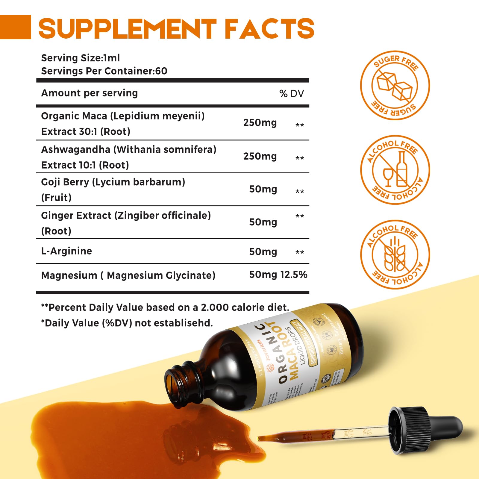 Javeriah Maca Root Drops pour showing easy application.