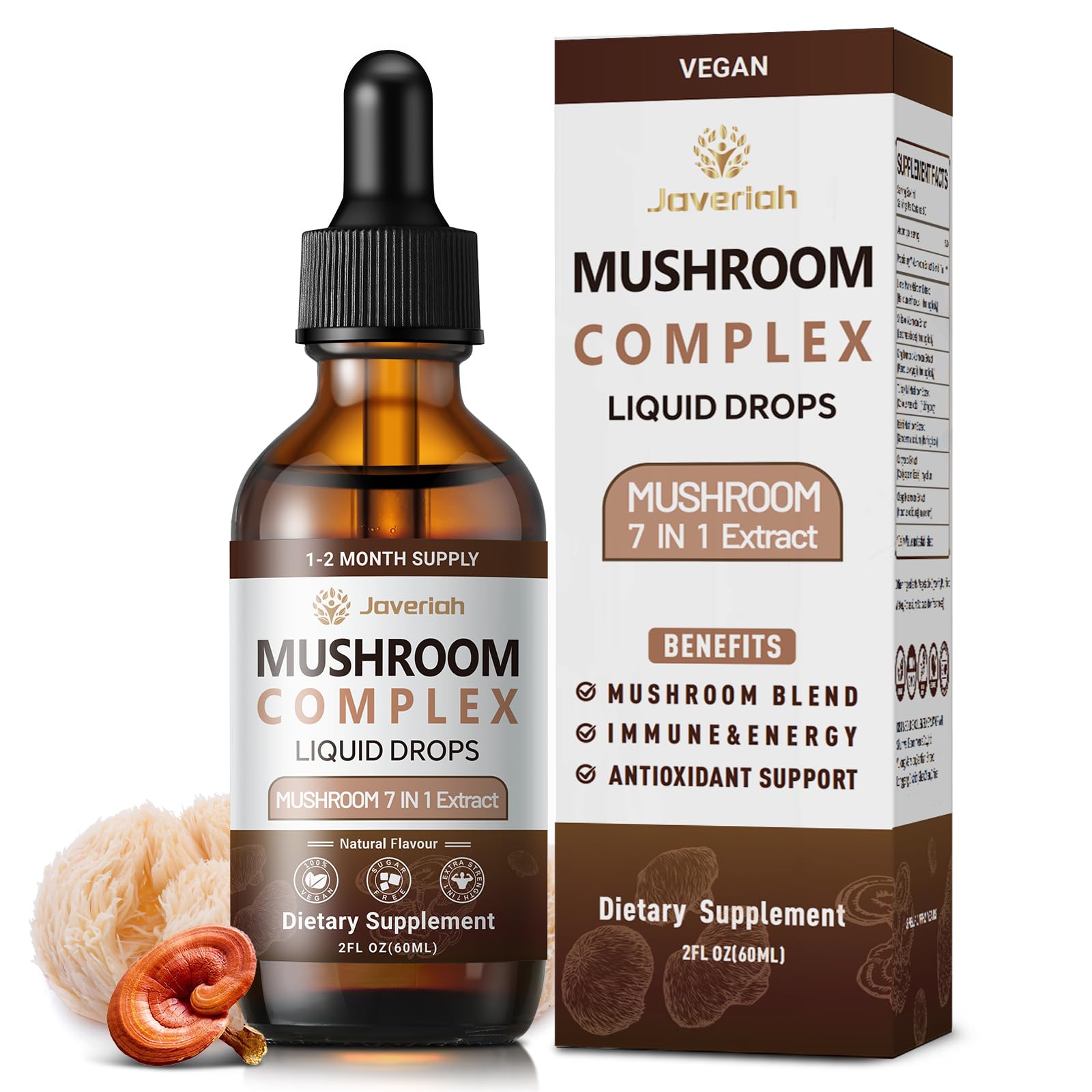 Javeriah Mushroom Complex bottle front view for daily vitality
