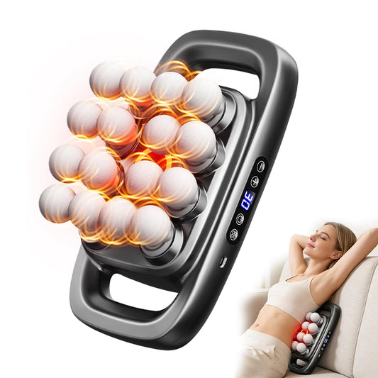 Jaxiuk 16-head massage gun in full view, grey finish for versatile recovery.