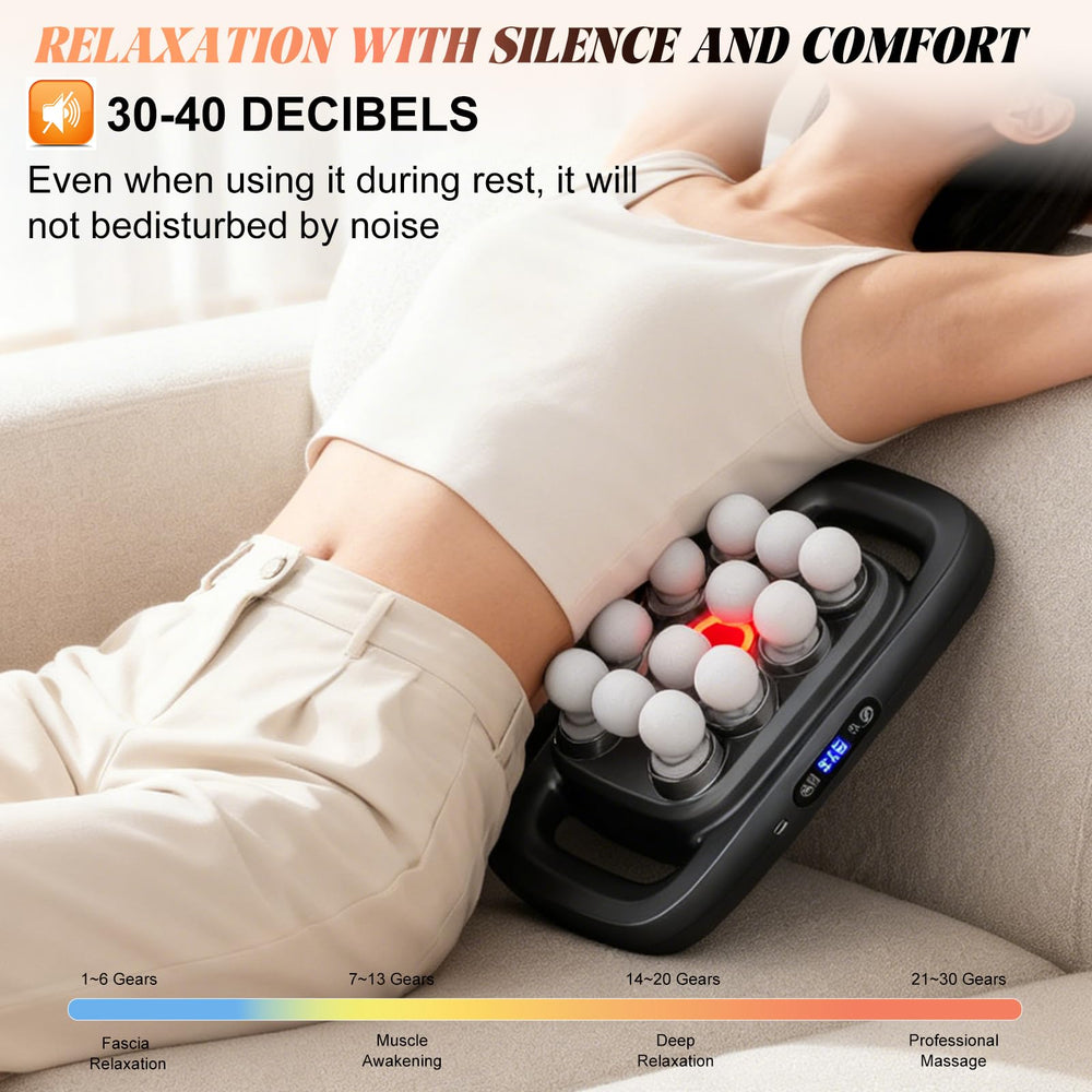 Jaxiuk massage gun used on back and shoulders at home.
