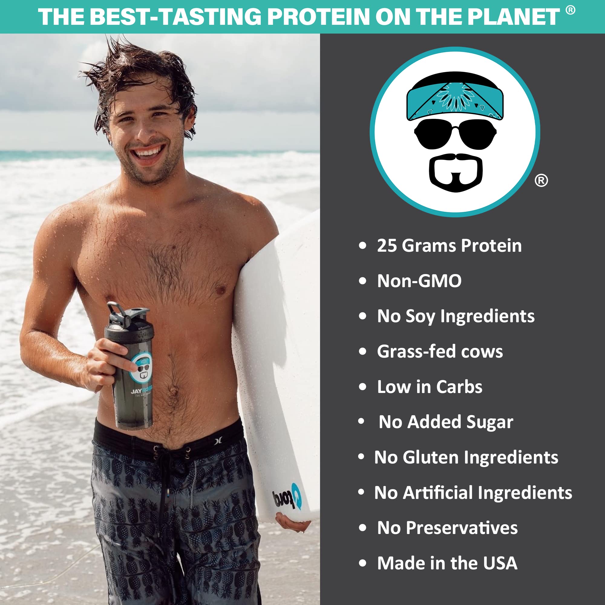 JAYROBB Whey Protein Vanilla shake in glass demonstrates smooth mixability.