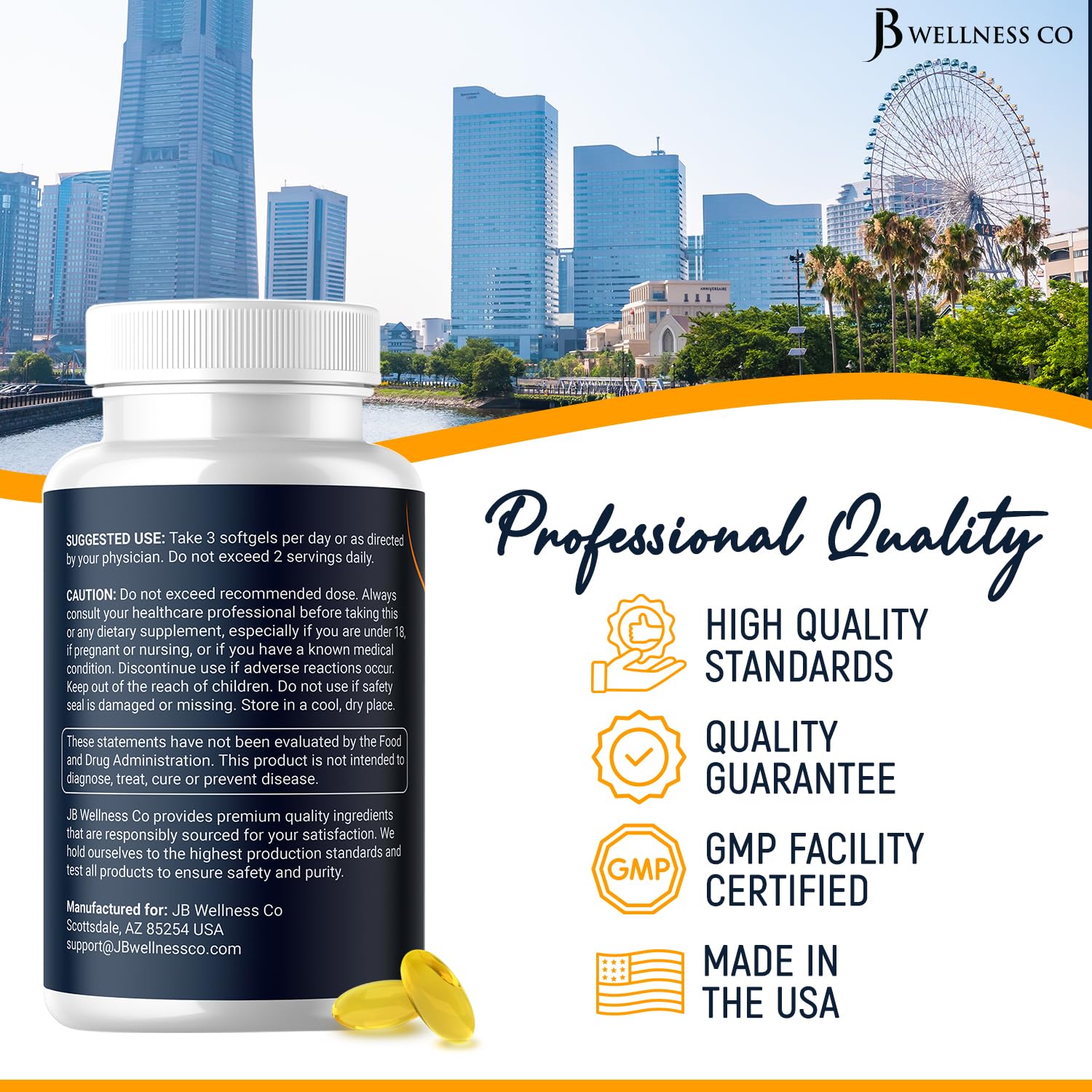 JB Wellness Co 30-day supply label on bottle for routine use