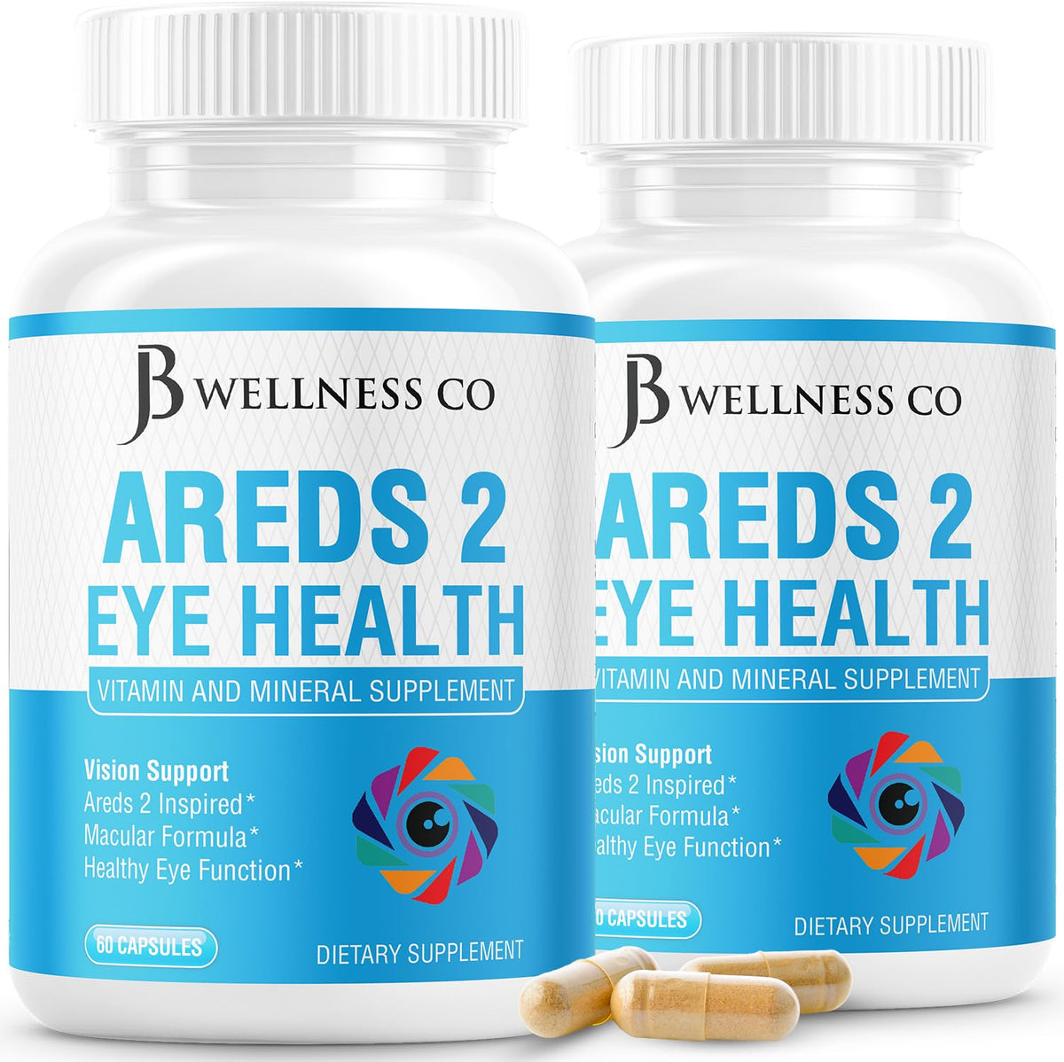 JB Wellness Co AREDS2 eye vitamin bottle for daily eye support.