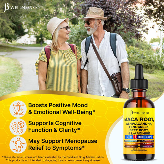 JB Wellness Co ashwagandha drops bottle for balanced energy.