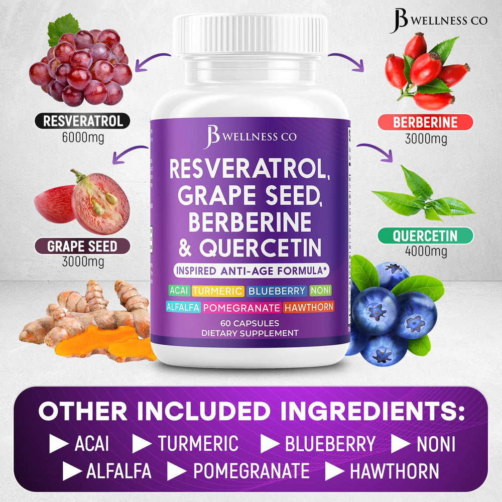JB Wellness Co berberine capsules with close-up label for metabolic balance