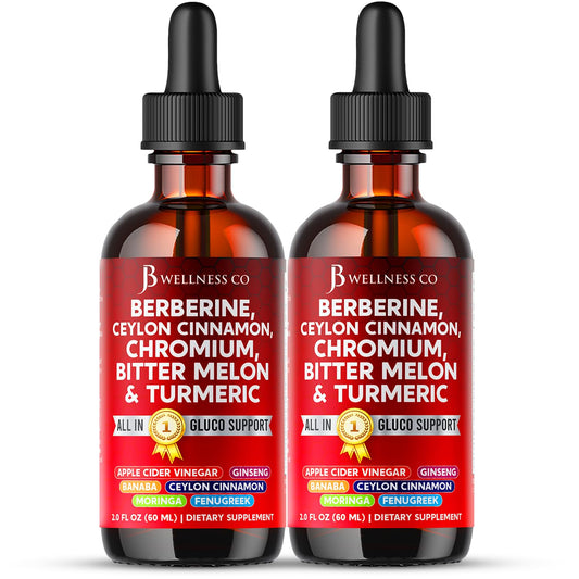 JB Wellness Co Berberine Cinnamon Drops bottle with dropper for easy dosing