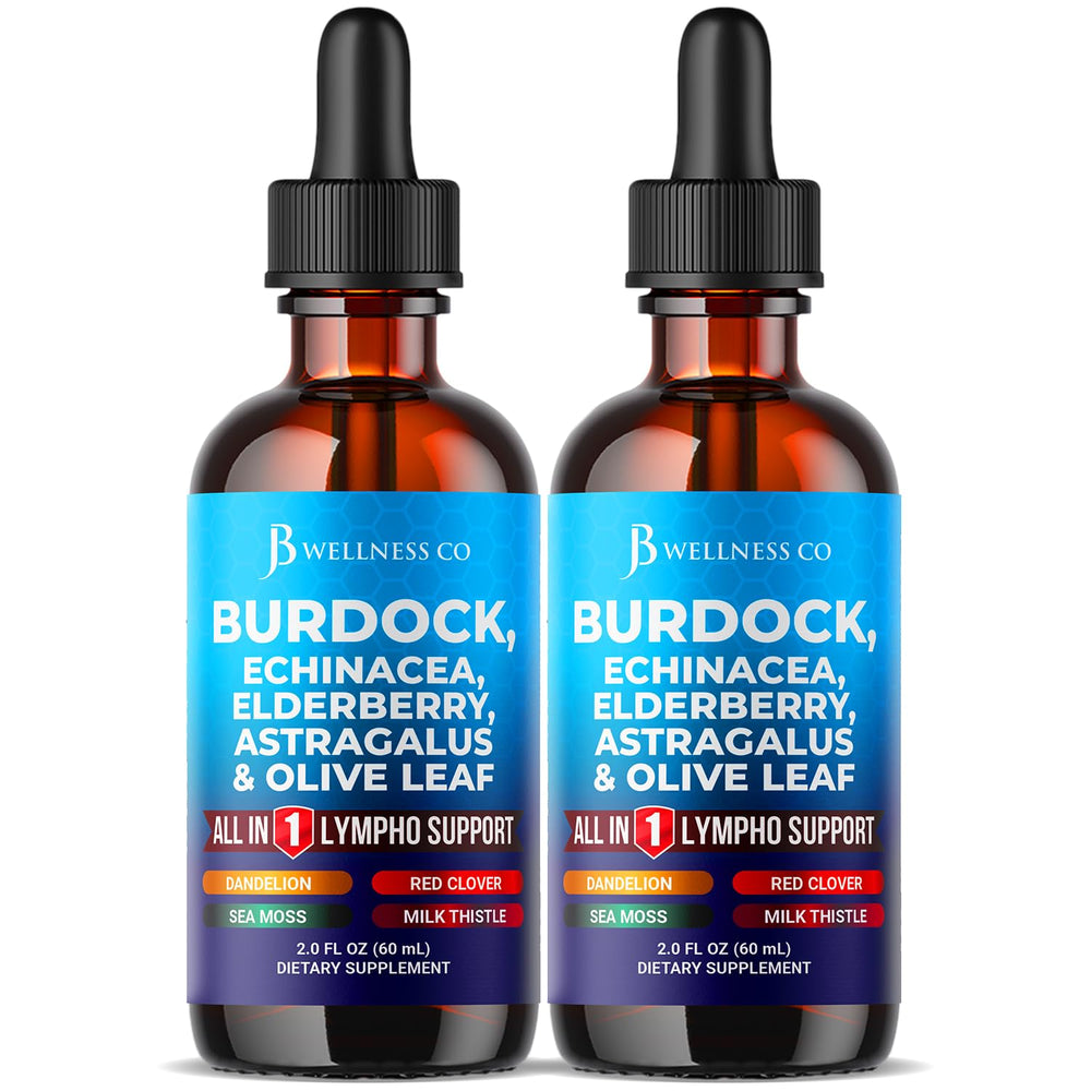 JB Wellness Co burdock drops bottle for daily use and drainage support.
