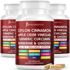 JB Wellness Co Ceylon Cinnamon capsules in bottle for daily wellness
