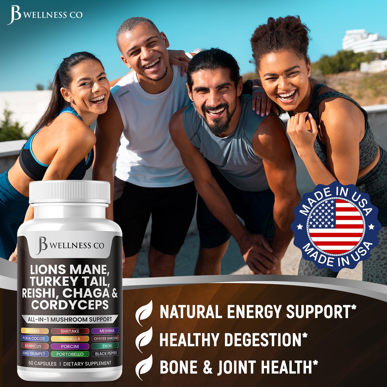 JB Wellness Co chaga powder bottle aids overall wellness
