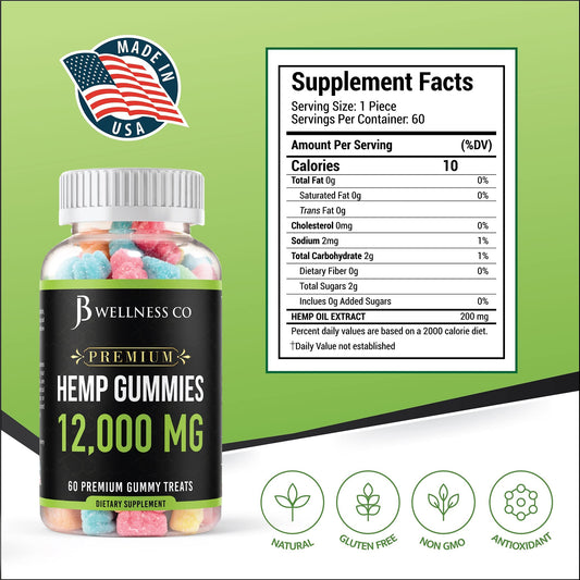 JB Wellness Co hemp gummies bottles close-up highlighting tropical flavor