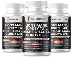 JB Wellness Co Lions Mane capsules bottle supports focus and daily clarity