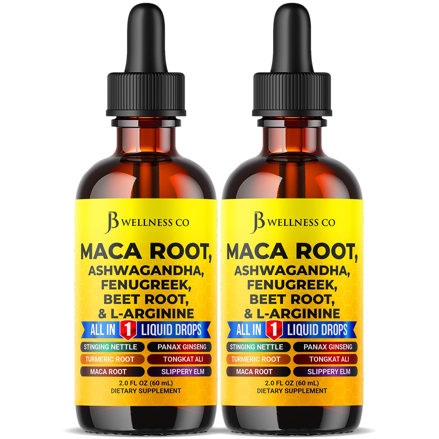 JB Wellness Co maca drops bottle for daily vitality and easy dosing.