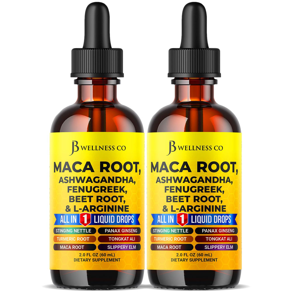 JB Wellness Co maca drops bottle for daily vitality and easy dosing.