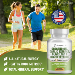 JB Wellness Co olive leaf extract capsules highlighting immune support and digestive health