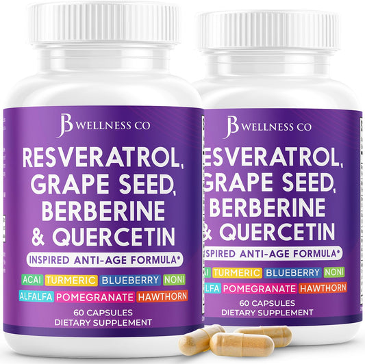 JB Wellness Co resveratrol bottle showing polyphenol blend for daily wellness