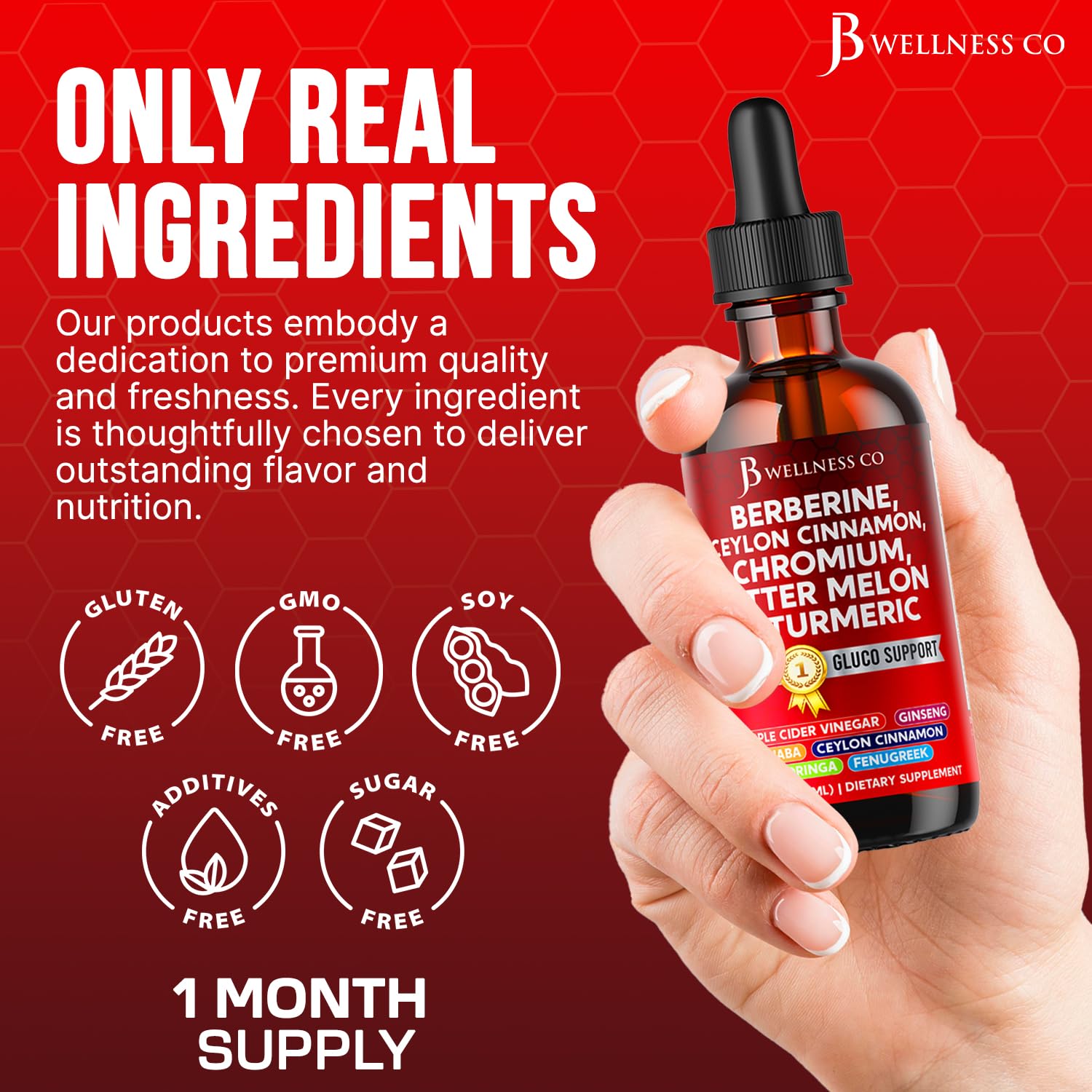 Turmeric, cinnamon, and chromium blend highlighted on bottle label