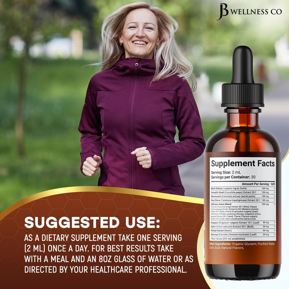 JB Wellness Co Wormwood Cleanse label closeup communicates natural ingredients and quality
