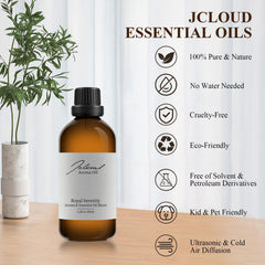 JCLOUD Royal Serenity oil in diffuser creates hotel-inspired ambiance in a room.