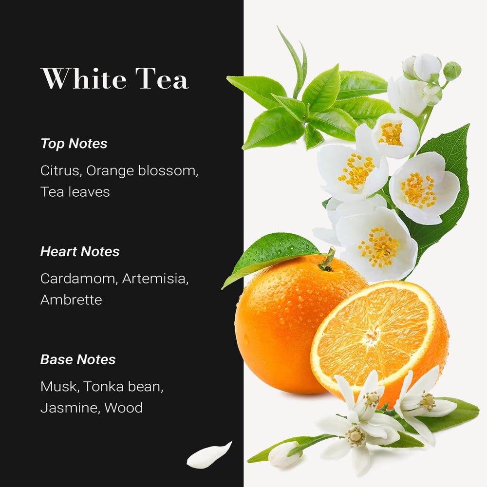JCLOUD White Tea diffuser oil droplets releasing a layered, long-lasting scent