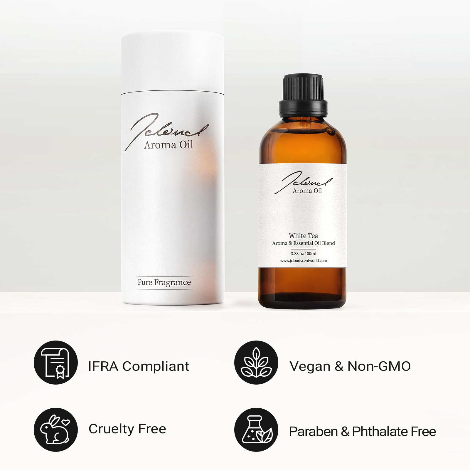 JCLOUD White Tea diffuser oil in living room for a calming, spa-like mood