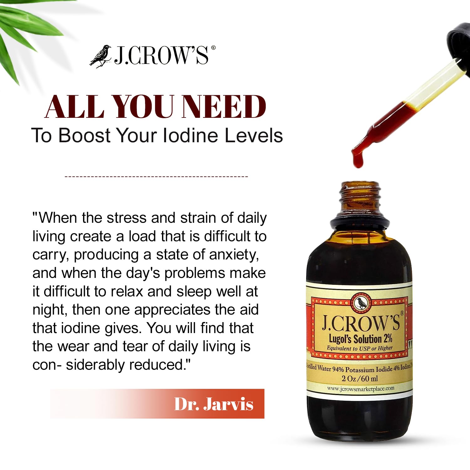Bundle of 12 bottles of J.CROW'S Lugol's iodine 2% in packaging.