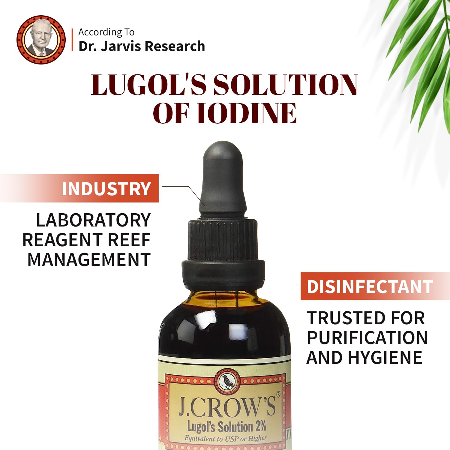 J. CROW'S dropper and bottle for precise dilution in water.