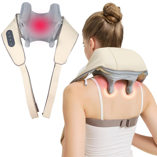 Jdfdexc 4D neck massager front view demonstrates portable, deep-kneading action for targeted relief.