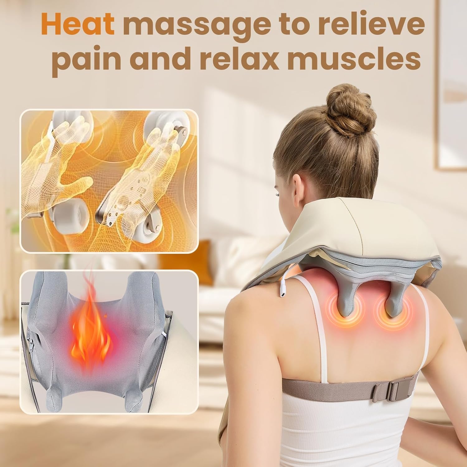 Jdfdexc cordless back massager with rechargeable battery enables wireless relaxation anywhere.