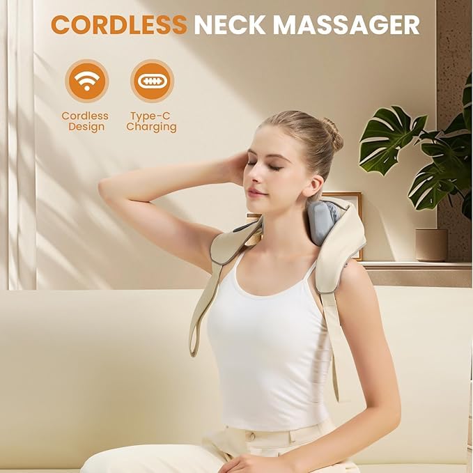 Jdfdexc neck-shoulder massage pillow with strap enables versatile use on the go.
