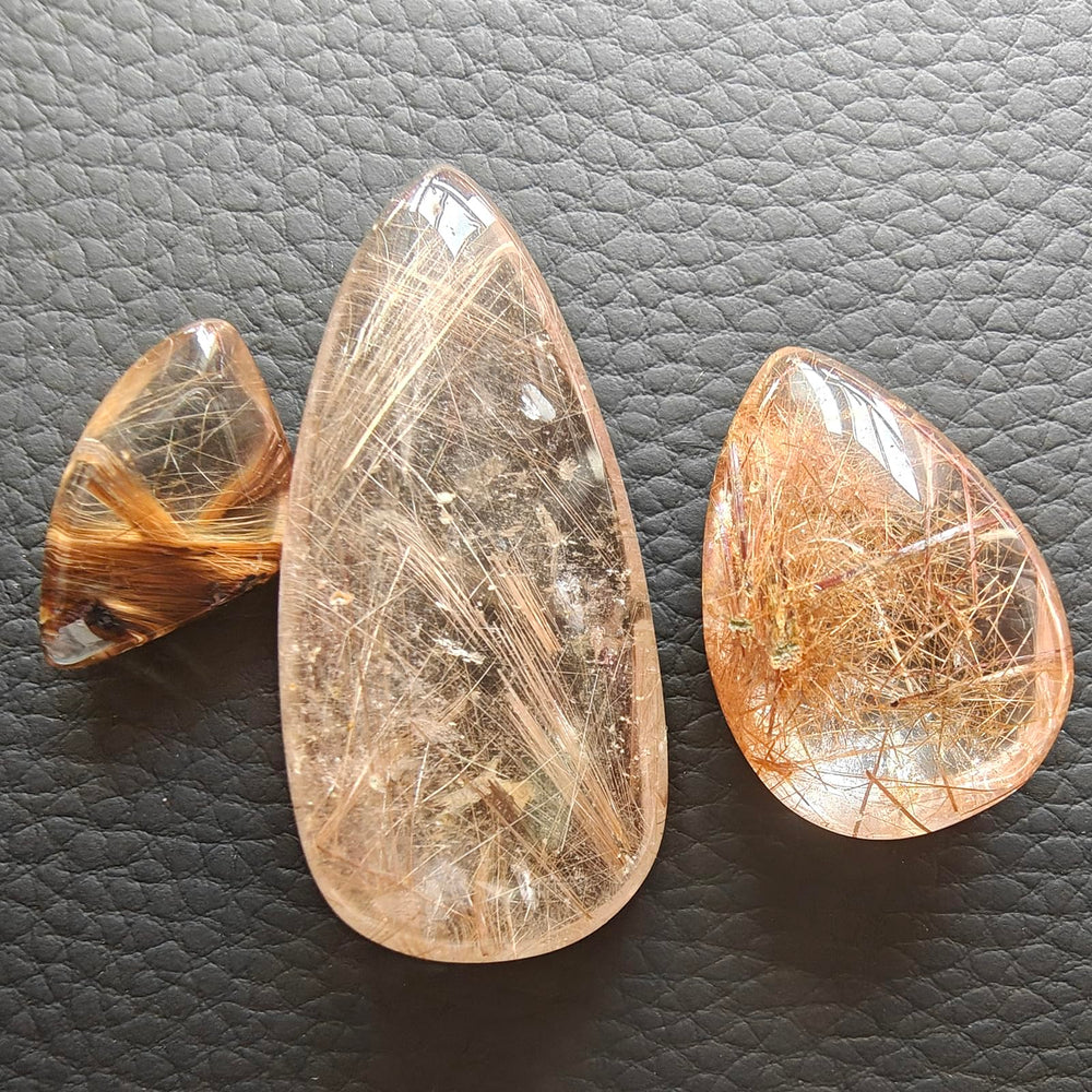 JDFlying rutilated quartz cabochon set for jewelry