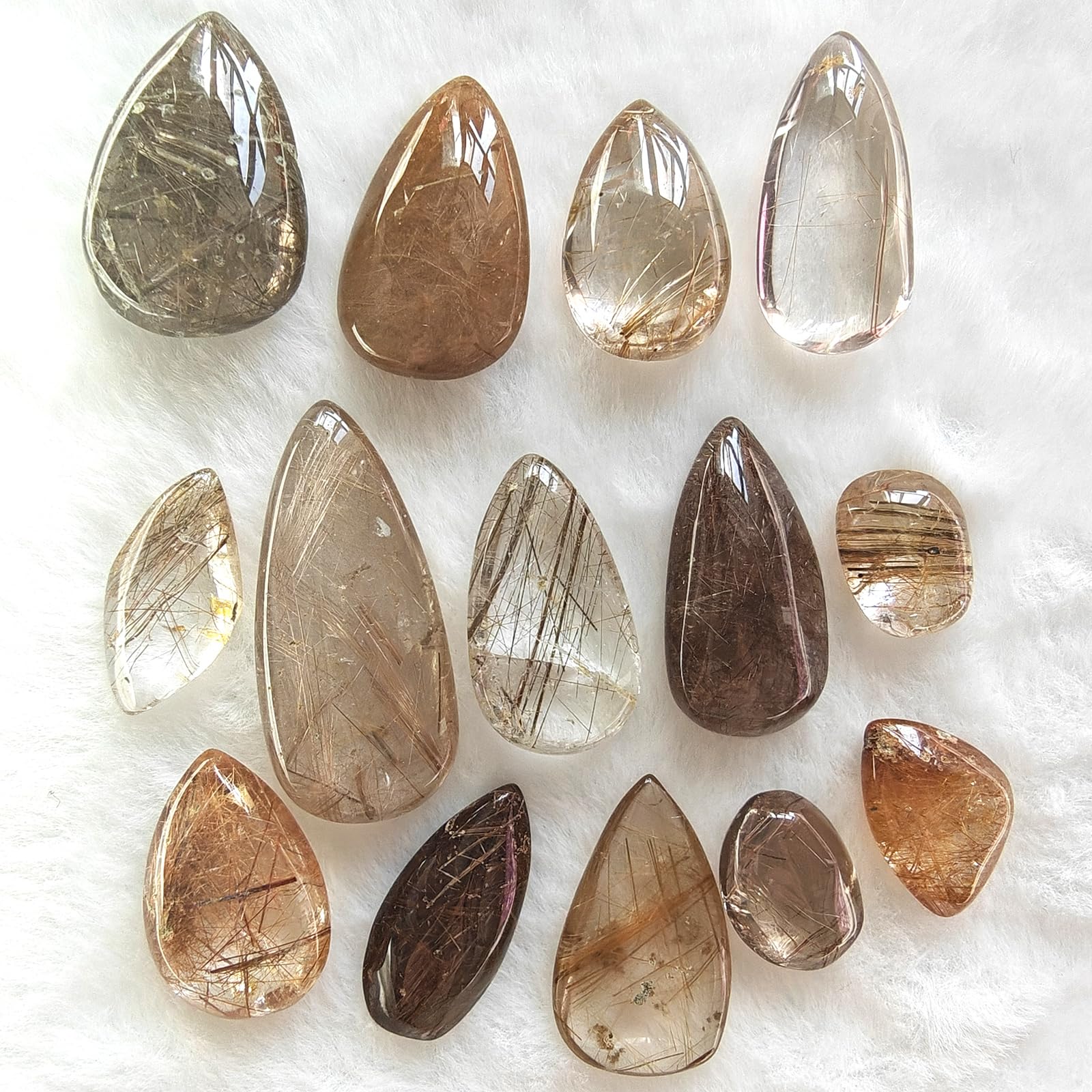 JDFlying rutilated quartz teardrop pendant with golden needles for elegant jewelry