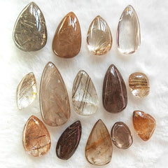 JDFlying rutilated quartz teardrop pendant with golden needles for elegant jewelry