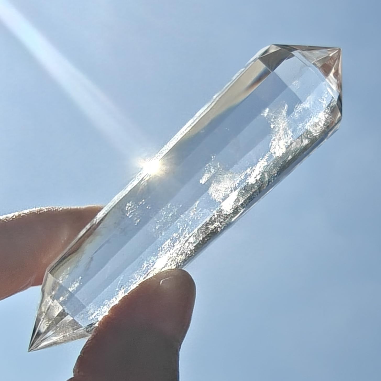 jdflying Vogel crystal wand 12-face clear quartz for meditation and energy focus