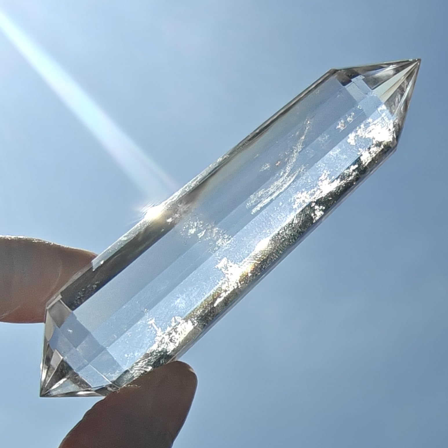 jdflying Vogel crystal wand 12-face clear quartz used in Reiki energy work