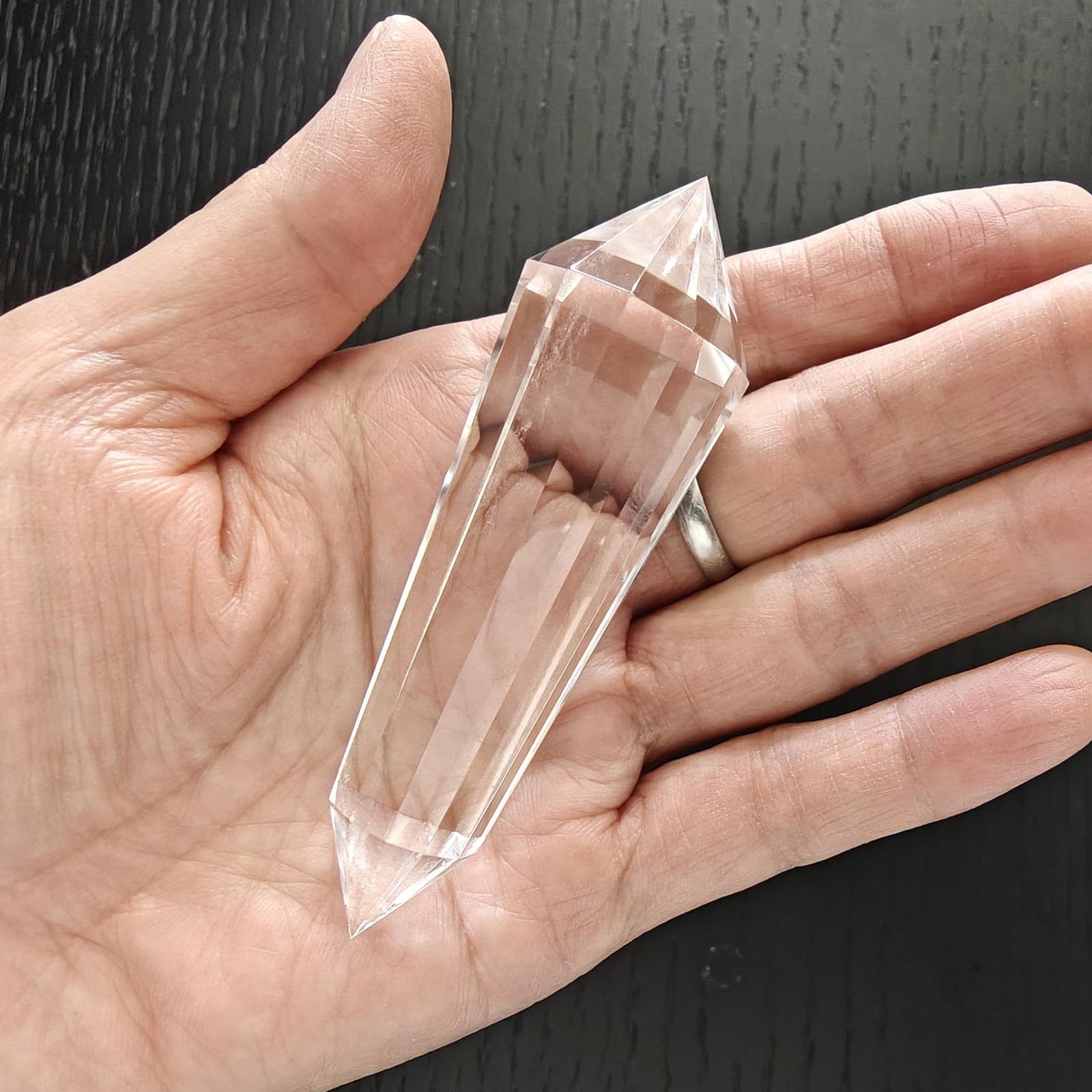 jdflying Vogel crystal wand 12-face clear quartz for manifestation and ritual practice