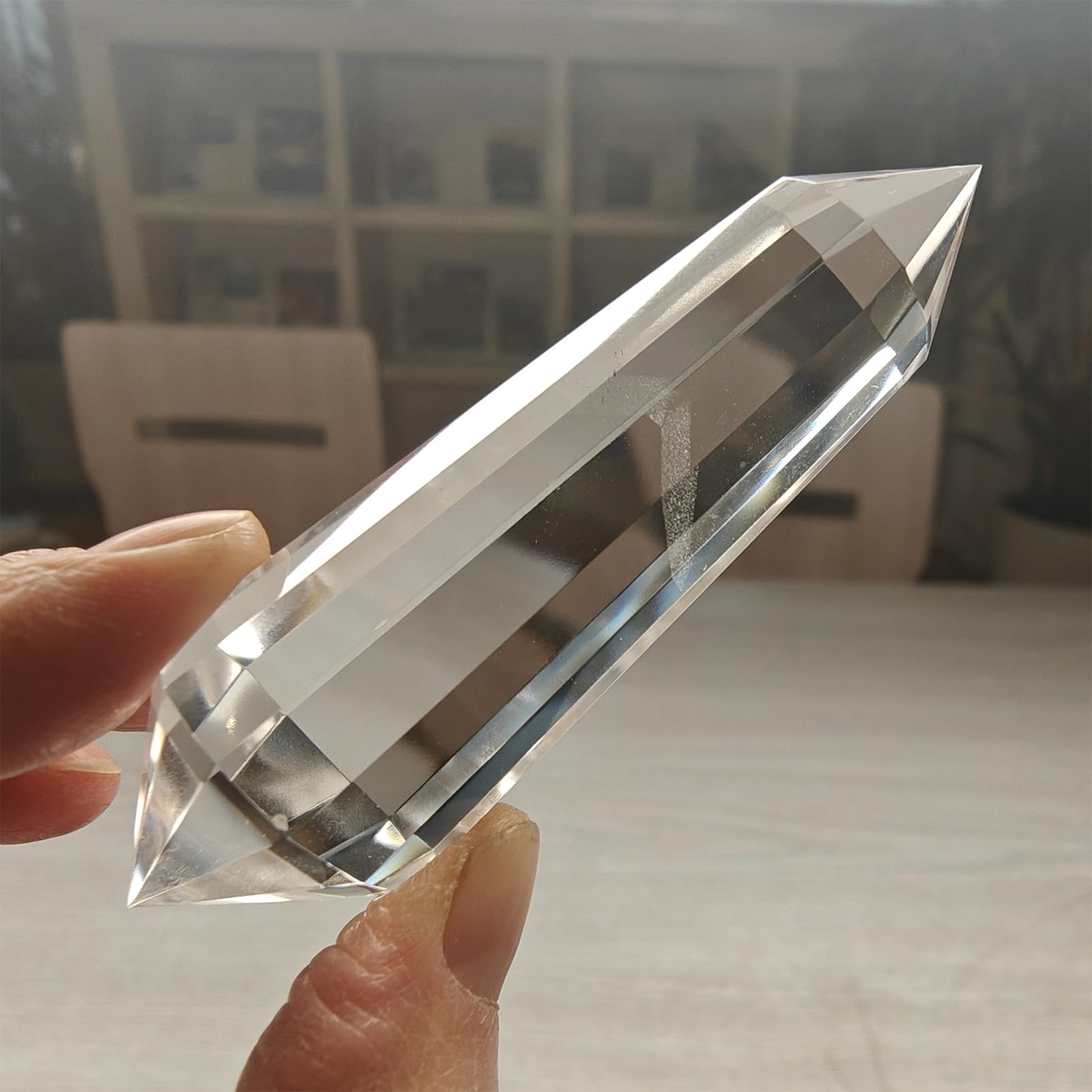 jdflying Vogel crystal wand 12-face clear quartz to balance attention and intention