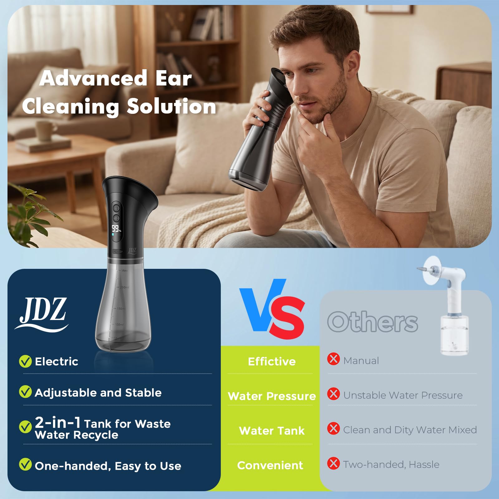 JDZ adjustable-pressure-controls close-up for sensitive ears.