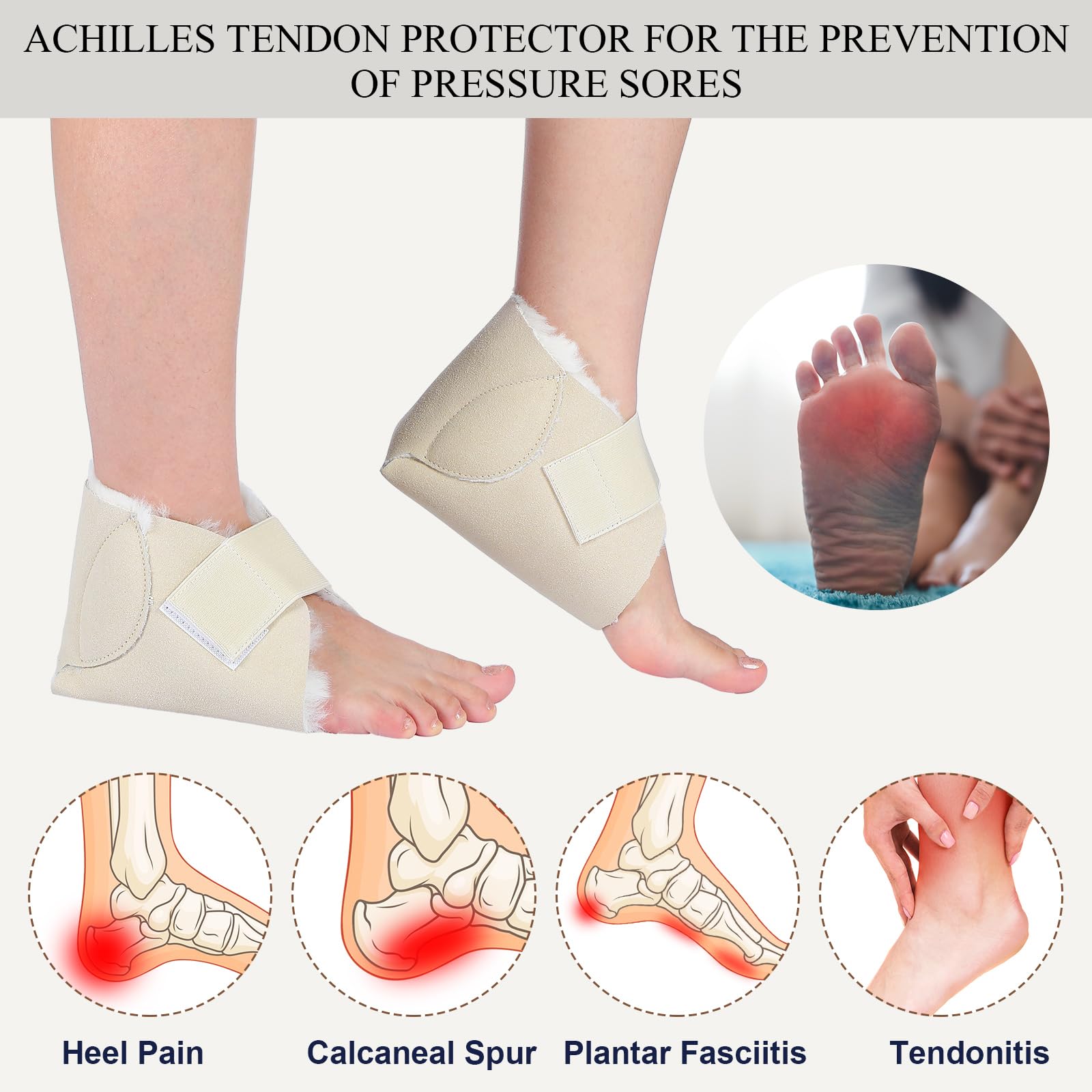 Jeere heel protector boot with securing strap for adjustable, secure fit