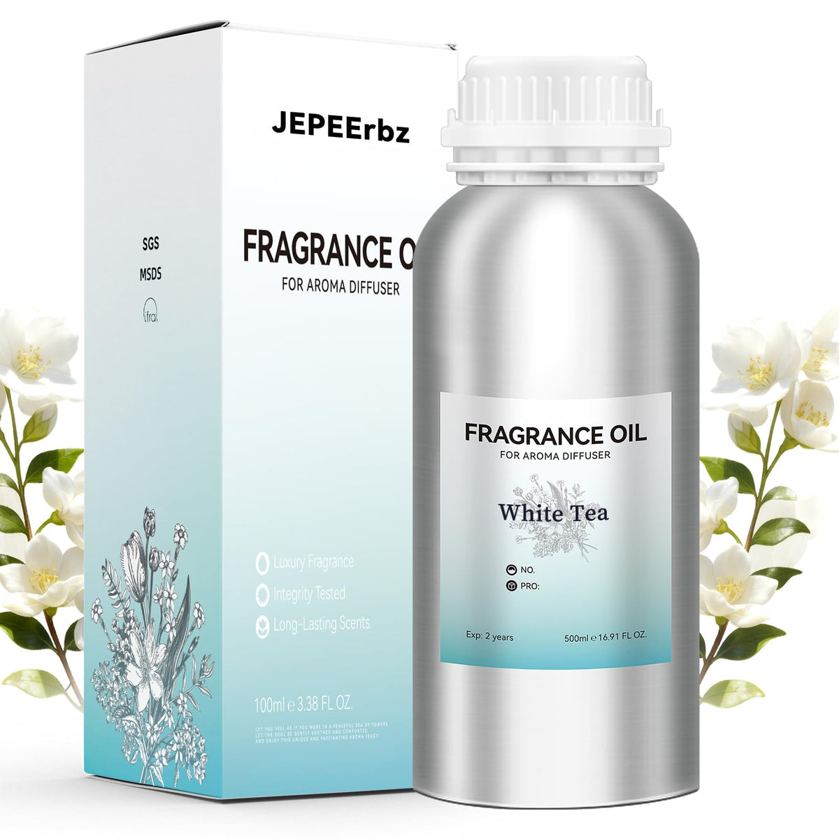 JEPEErbz White Tea diffuser oil bottle for premium home fragrance.