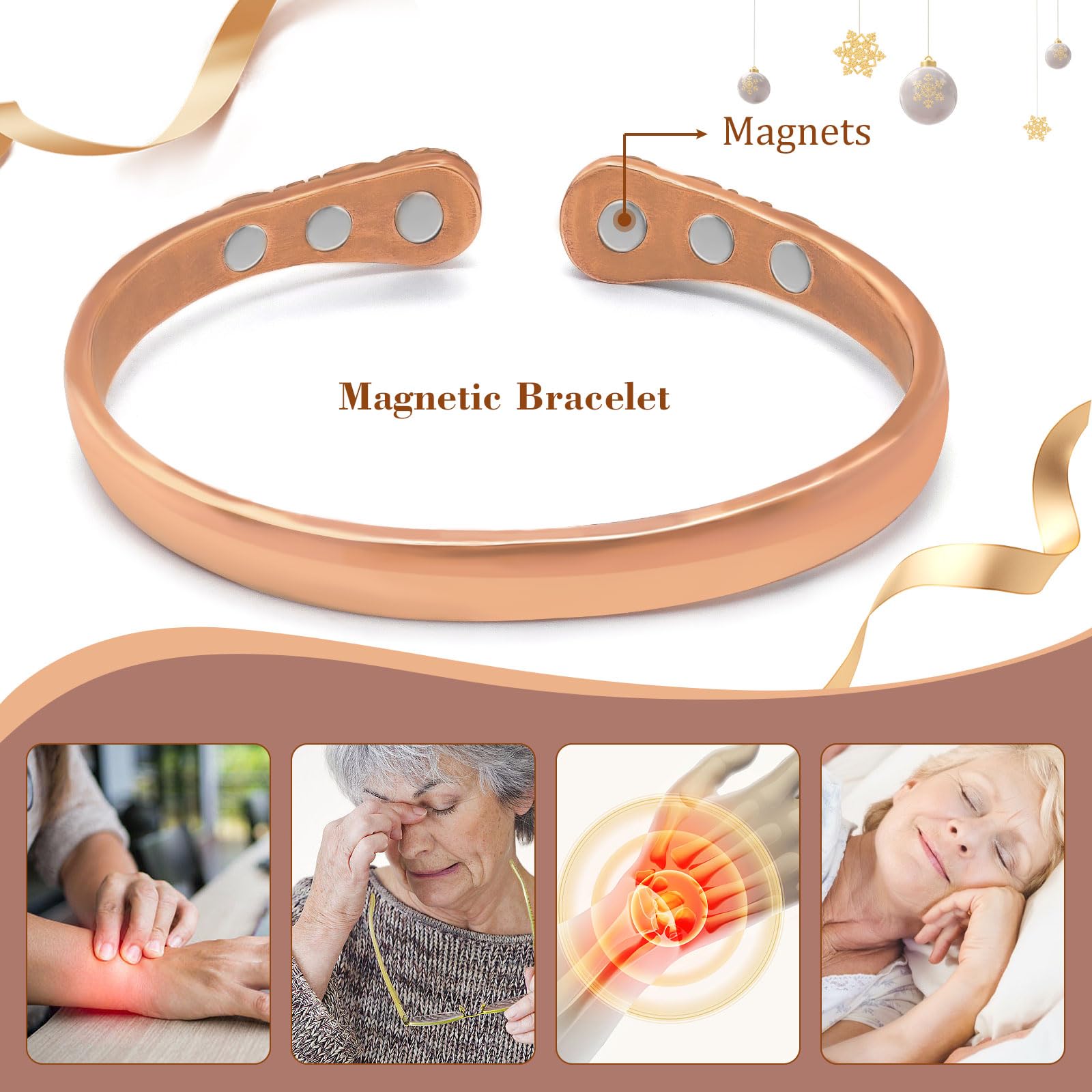 JEROOT open-end copper bracelet offers adjustable sizing for a comfortable all-day fit