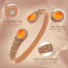 JEROOT copper bracelet features intricate pattern carving that creates vivid, three-dimensional detail