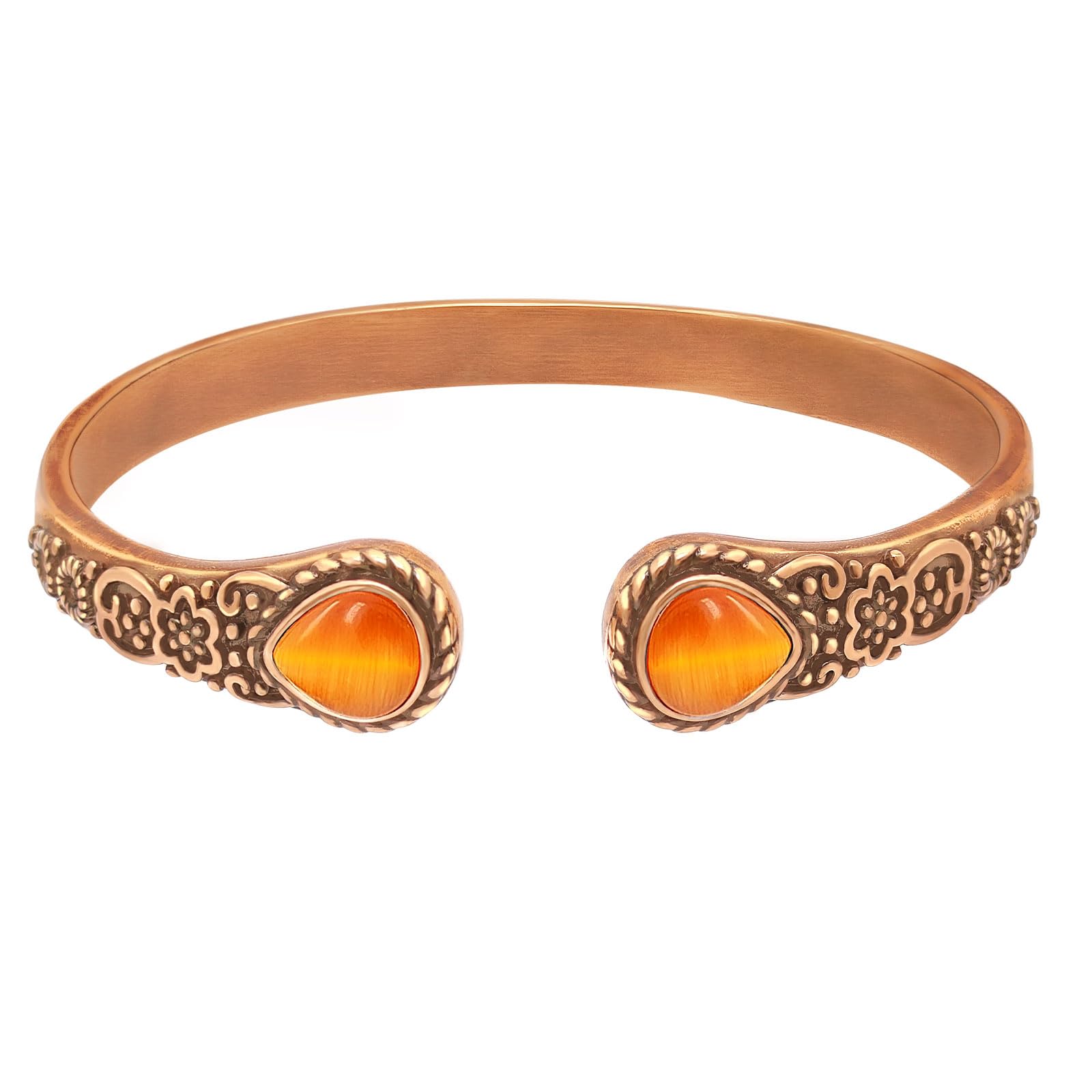 JEROOT copper bracelet for women featuring turquoise flower design adds bohemian charm